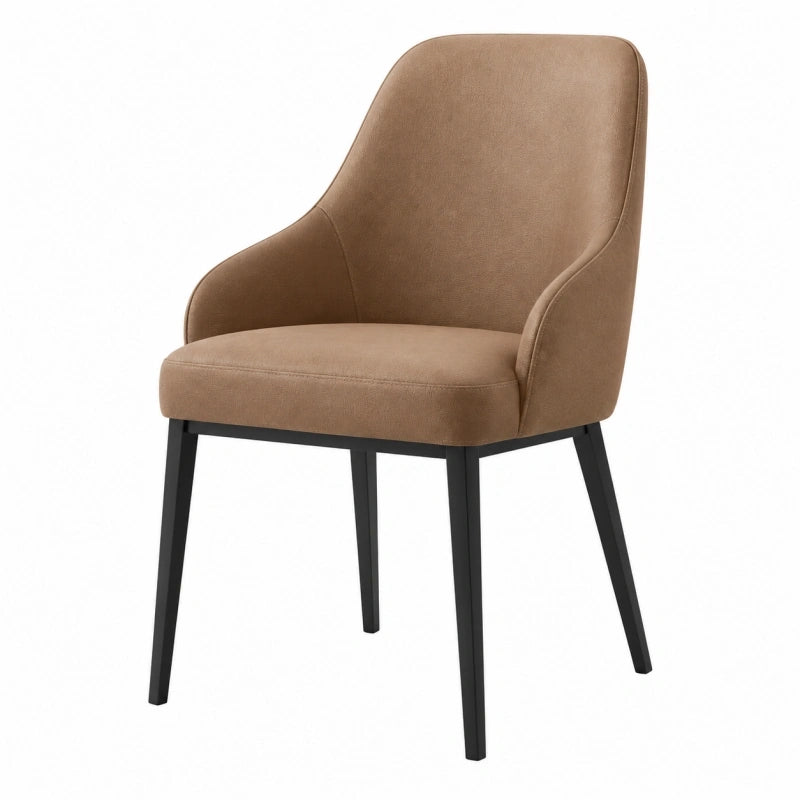 Polsterstuhl 60 x 62 x 87 cm Stoff Braun mit Armlehnen und Metallbeinen