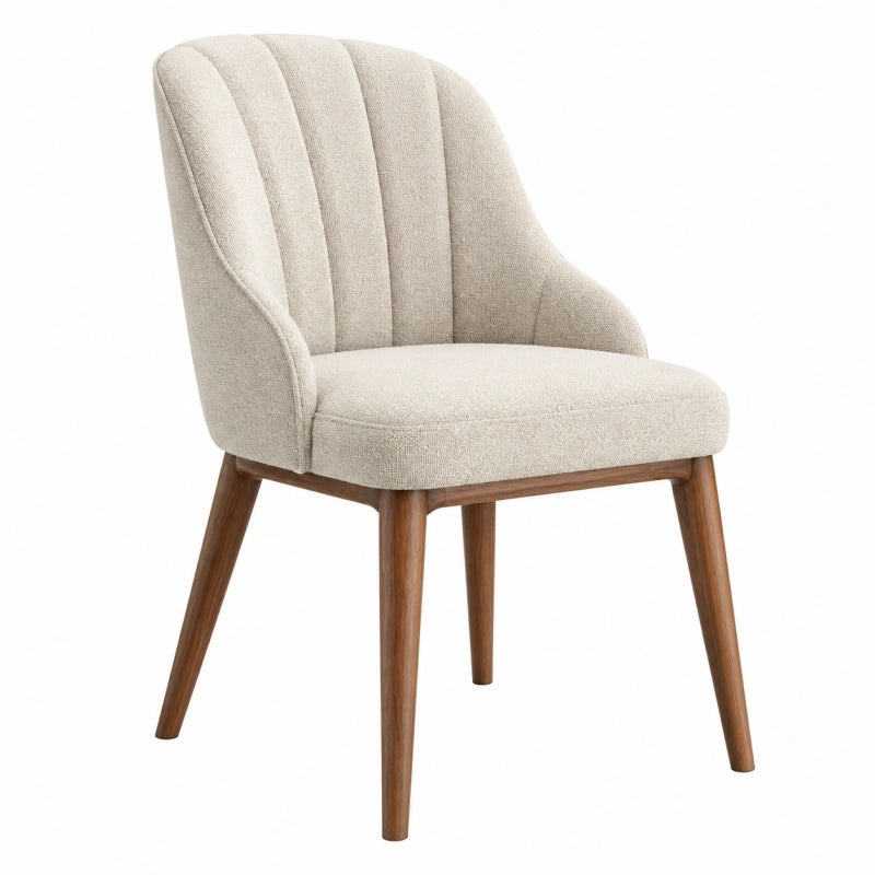 Polsterstuhl 60 x 62 x 84 cm Beige Stoffbezug Holzbeine mit Armlehnen