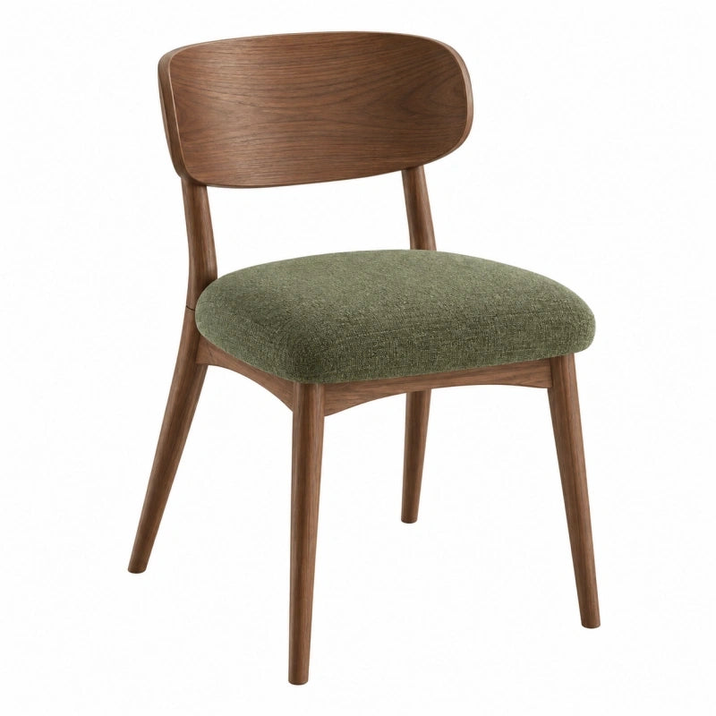 Esszimmerstuhl 52 x 55 x 78 cm Walnussholz Grün gepolstert Mid-Century
