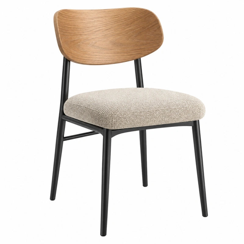 Esszimmerstuhl 50 x 55 x 82 cm Holz Beige Schwarz gepolstert Modern