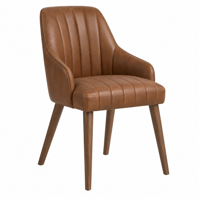 Esszimmerstuhl 62 x 60 x 86 cm Braun Holz Lederoptik gepolstert