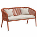 Gartensofa 124 x 70 x 78 cm Metall Kunststoffgeflecht Terrakotta Beige - Zweisitzer