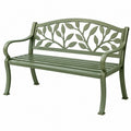 Gartenbank 122 x 60 x 87 cm aus Metall Grün mit Blattmuster für den Außenbereich