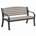Gartenbank 122 x 63 x 85 cm Metall Kunststoffleisten Grau Schwarz mit Armlehnen