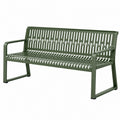 Gartenbank 150 x 60 x 85 cm aus Metall Dunkelgrün mit Rückenlehne