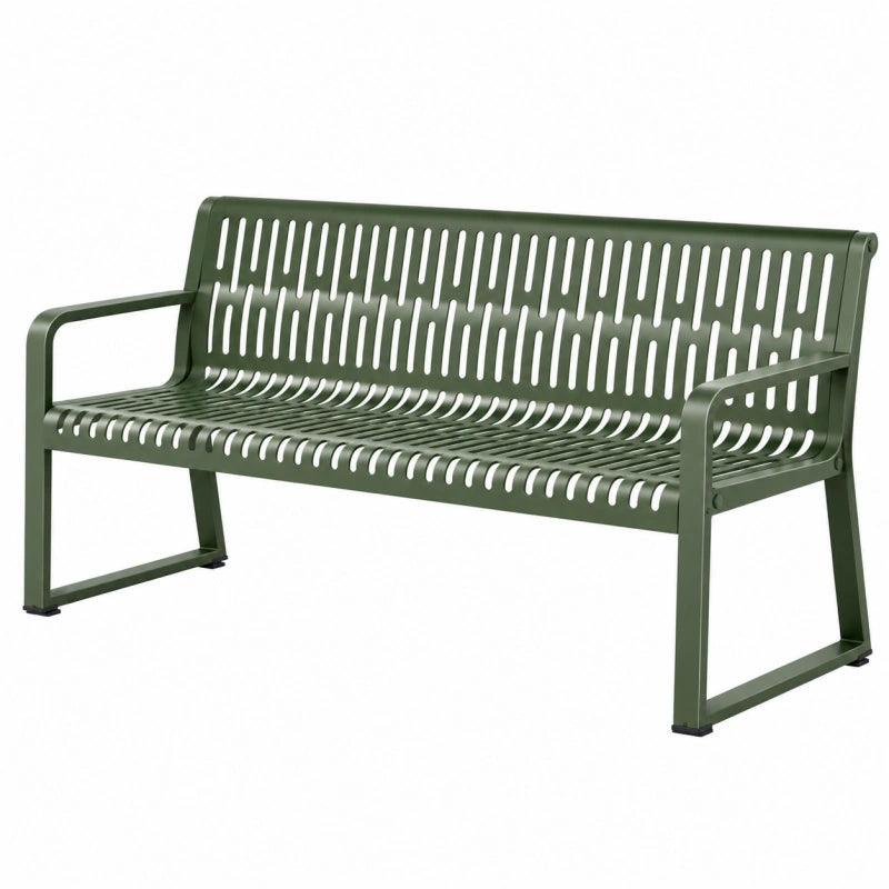 Gartenbank 150 x 60 x 85 cm aus Metall Dunkelgrün mit Rückenlehne