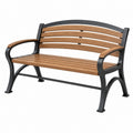 Gartenbank 122 cm Holz Metall Braun Schwarz mit Armlehnen