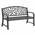 Gartenbank 122 x 61 x 86 cm aus Metall Schwarz mit Blättermuster