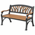 Gartenbank 125 x 65 x 90 cm Metall und Holz Braun Schwarz mit Armlehnen