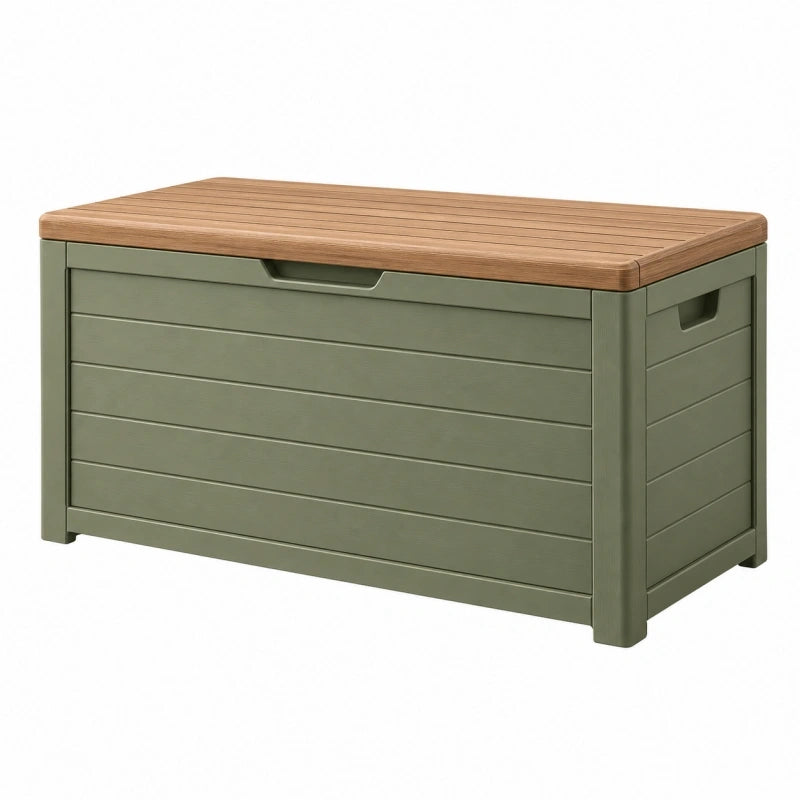 Gartenaufbewahrungsbox 120 x 55 x 60 cm Kunststoff Grün Braun mit Sitzfläche