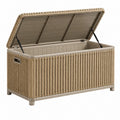 Auflagenbox 120 x 60 x 65 cm Kunststoffgeflecht Beige mit Klappdeckel