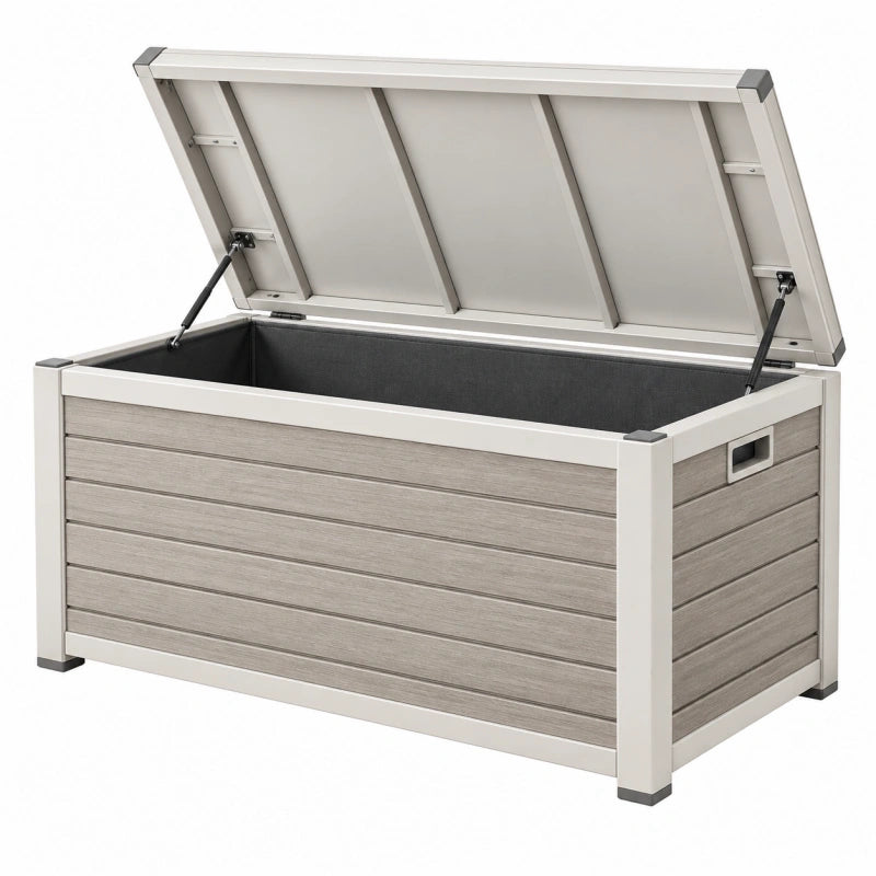 Aufbewahrungsbox 120 x 61 x 63 cm Aluminium Kunststoff Grau für Außenb – wernavix