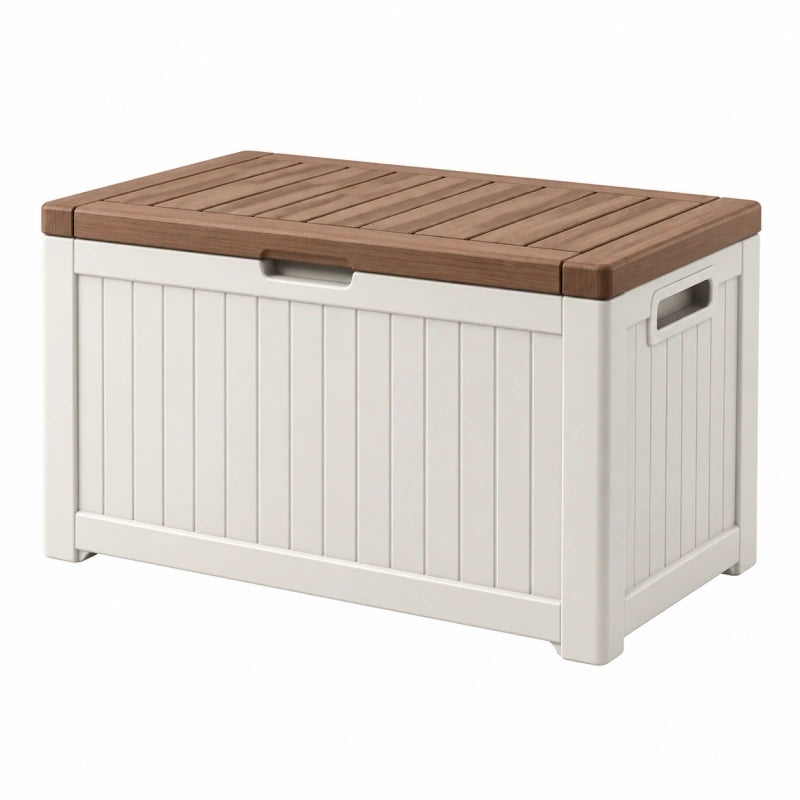 Aufbewahrungsbox 120 x 60 x 62 cm Kunststoff Beige Braun für Garten