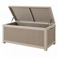 Auflagenbox 120 x 50 x 60 cm Taupe Kunststoffgeflecht mit Klappdeckel für Garten