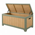 Garten-Aufbewahrungstruhe 120 x 60 x 65 cm Holz und Metall Grün/Natur mit Klappdeckel