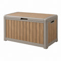 Auflagenbox 120 x 57 x 60 cm Kunststoff Beige Braun Holzoptik mit Deckel