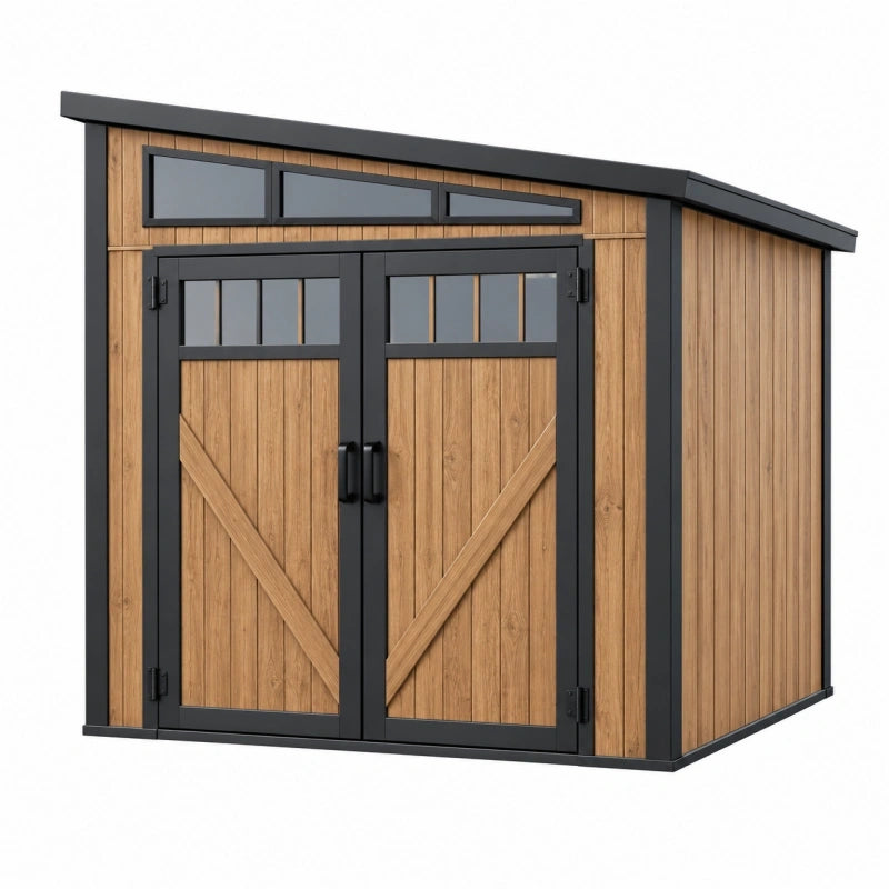 Gartenhaus 200 x 150 x 210 cm Holz Braun Schwarz mit Doppeltür Modern