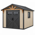 Gartenhaus 240 x 180 x 220 cm Holz Beige Anthrazit - Satteldach mit Doppeltür