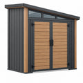 Gartengeräteschuppen 200 x 120 x 200 cm Anthrazit Holzoptik Metall mit Doppeltür und Oberlicht