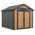 Gartenhaus 180 x 120 x 200 cm aus Stahl in Anthrazit und Holzoptik mit Doppeltür