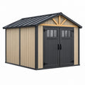Gartenhaus 213 x 127 x 185 cm in Holzoptik aus Kunststoff und Metall mit Doppeltür